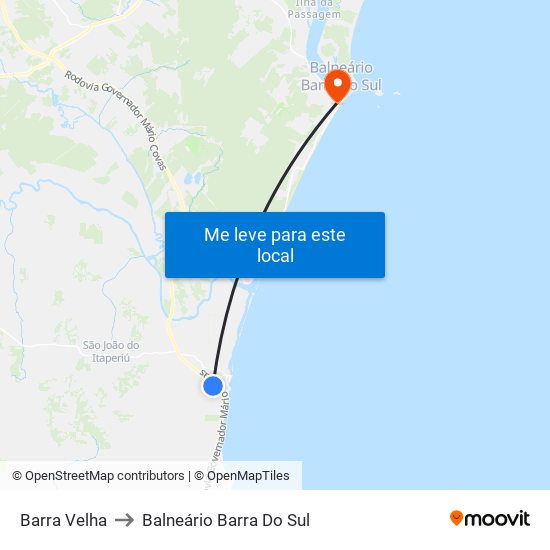 Barra Velha to Balneário Barra Do Sul map