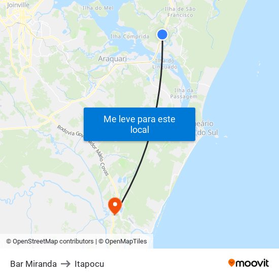 Bar Miranda to Itapocu map