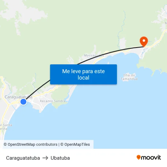 Caraguatatuba to Ubatuba map