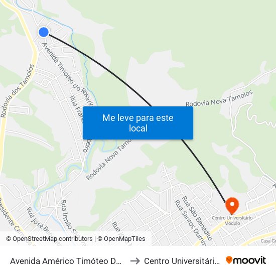 Avenida Américo Timóteo Do Rosário 442 to Centro Universitário Módulo map