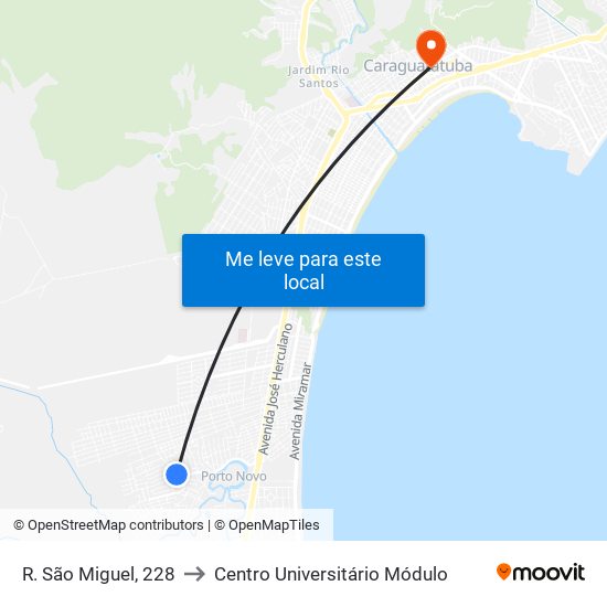 R. São Miguel, 228 to Centro Universitário Módulo map