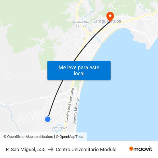 R. São Miguel, 555 to Centro Universitário Módulo map