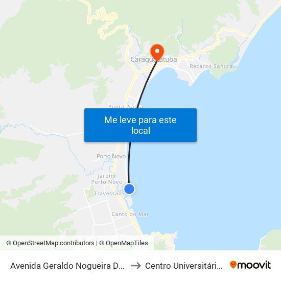 Avenida Geraldo Nogueira Da Silva, 2100 to Centro Universitário Módulo map
