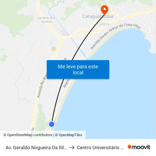 Av. Geraldo Nogueira Da Silva, 2500 to Centro Universitário Módulo map