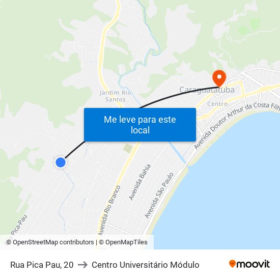 Rua Pica Pau, 20 to Centro Universitário Módulo map