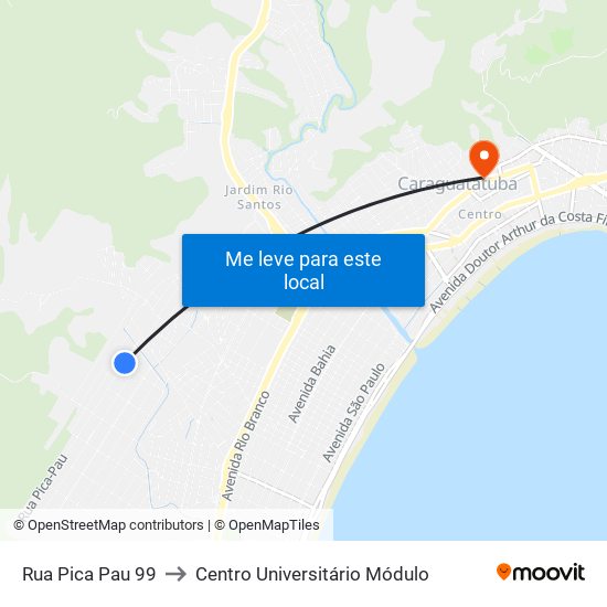 Rua Pica Pau 99 to Centro Universitário Módulo map