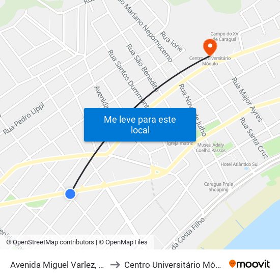 Avenida Miguel Varlez, 467 to Centro Universitário Módulo map