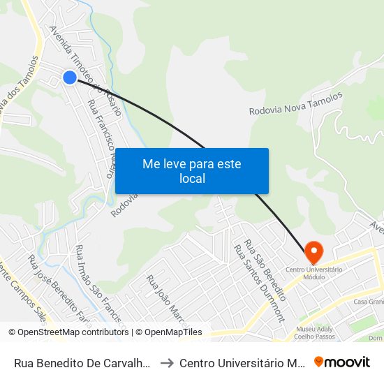 Rua Benedito De Carvalho, 118 to Centro Universitário Módulo map