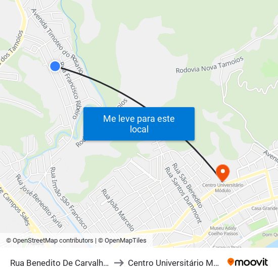 Rua Benedito De Carvalho, 60 to Centro Universitário Módulo map