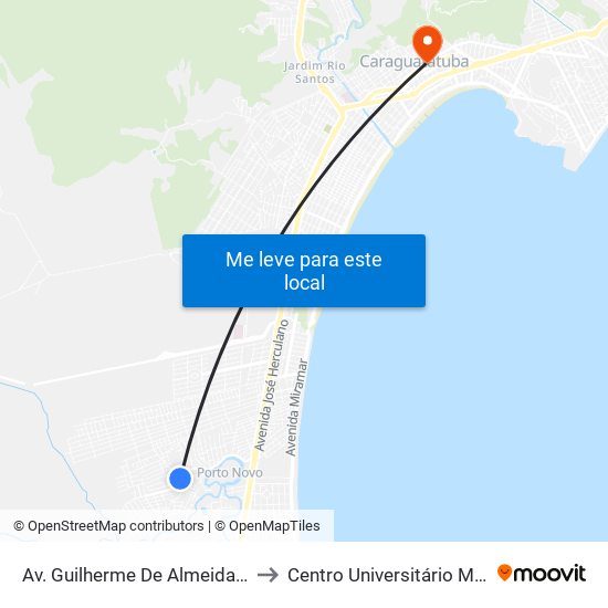 Av. Guilherme De Almeida, 1295 to Centro Universitário Módulo map