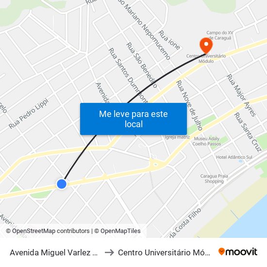 Avenida Miguel Varlez 438 to Centro Universitário Módulo map