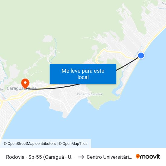Rodovia - Sp-55 (Caraguá - Ubatuba), S/Nº to Centro Universitário Módulo map