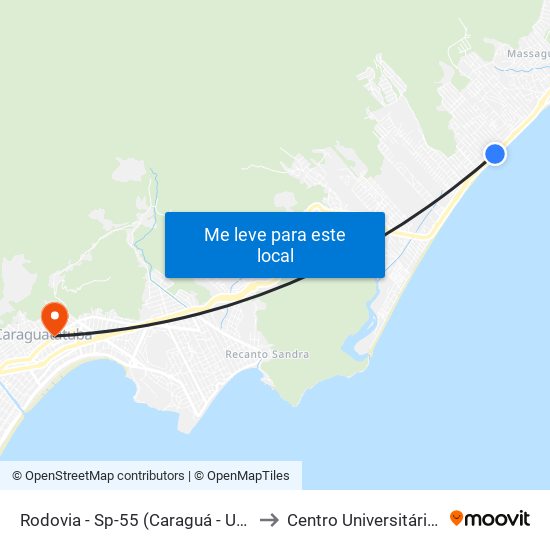 Rodovia - Sp-55 (Caraguá - Ubatuba), S/Nº to Centro Universitário Módulo map