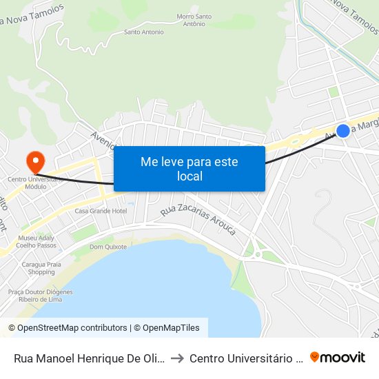 Rua Manoel Henrique De Oliveira 298 to Centro Universitário Módulo map