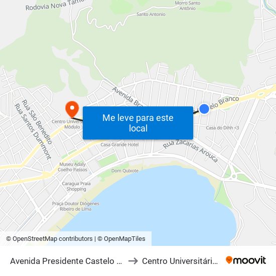 Avenida Presidente Castelo Branco, 765 to Centro Universitário Módulo map