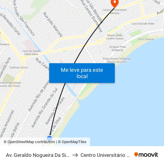 Av. Geraldo Nogueira Da Silva, S/Nº to Centro Universitário Módulo map