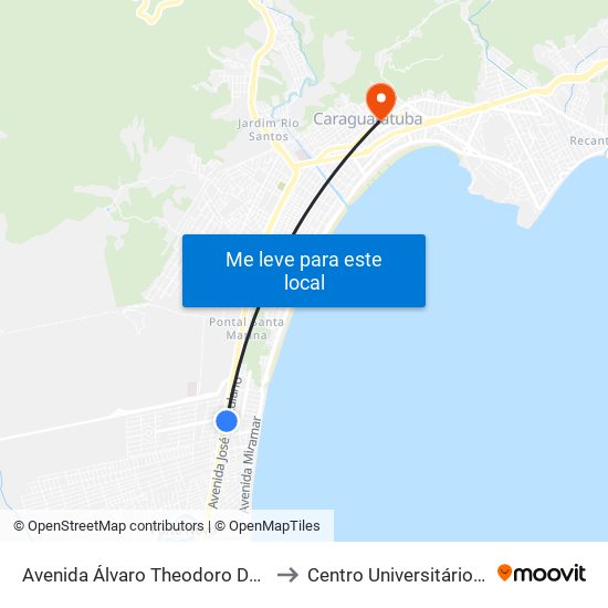 Avenida Álvaro Theodoro Da Cruz, 283 to Centro Universitário Módulo map
