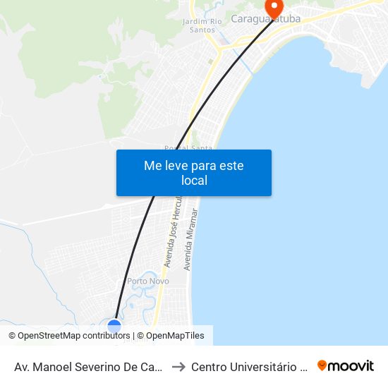 Av. Manoel Severino De Castro, 720 to Centro Universitário Módulo map