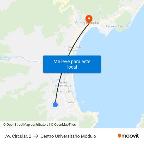 Av. Circular, 2 to Centro Universitário Módulo map