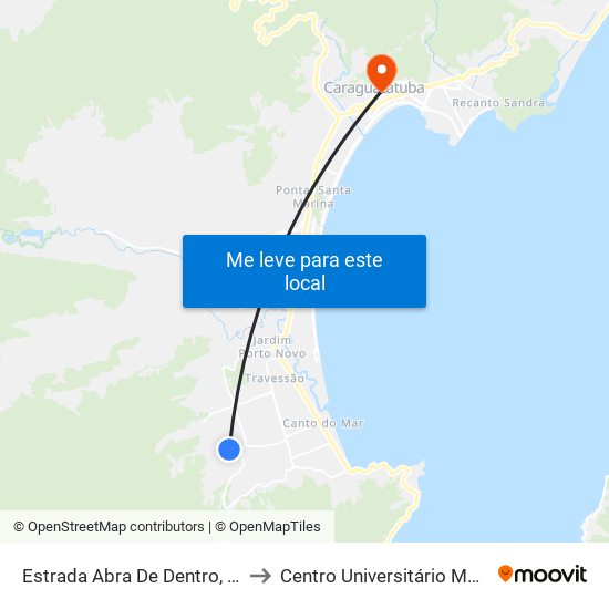 Estrada Abra De Dentro, S/Nº to Centro Universitário Módulo map