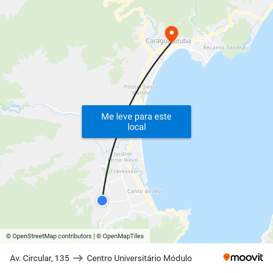 Av. Circular, 135 to Centro Universitário Módulo map