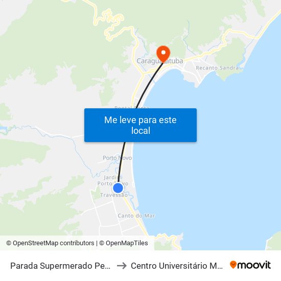 Parada Supermerado Pereque to Centro Universitário Módulo map