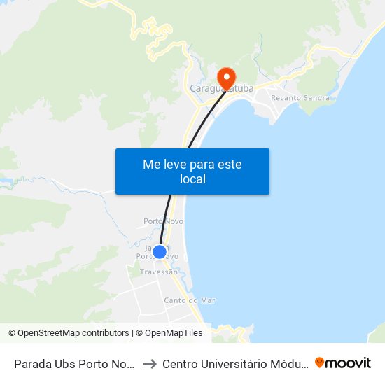 Parada Ubs Porto Novo to Centro Universitário Módulo map