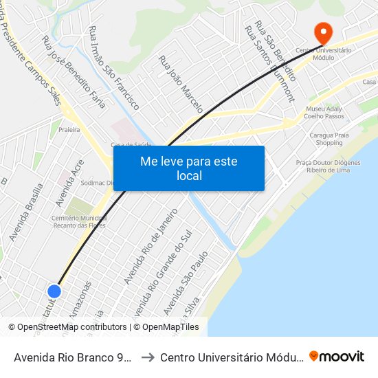 Avenida Rio Branco 940 to Centro Universitário Módulo map