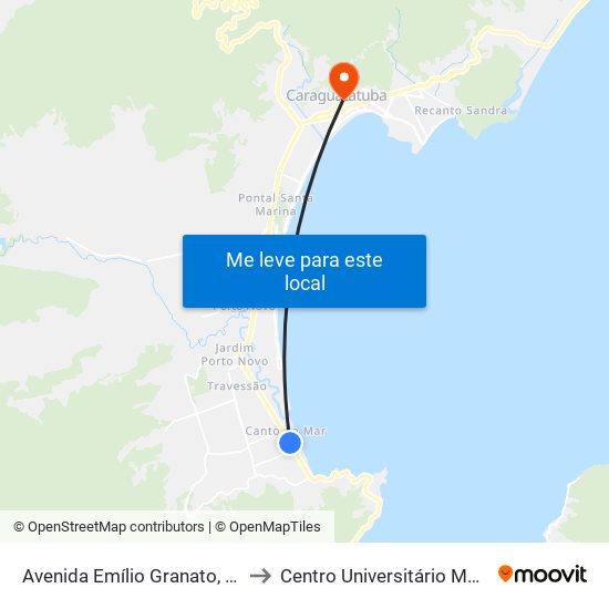 Avenida Emílio Granato, 6735 to Centro Universitário Módulo map