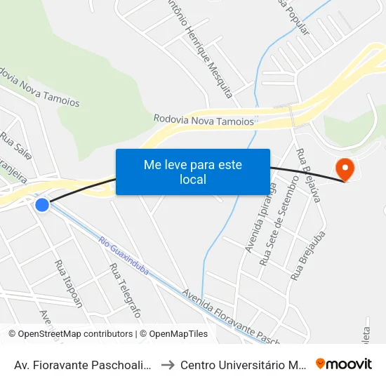 Av. Fioravante Paschoalin, 889 to Centro Universitário Múdulo map