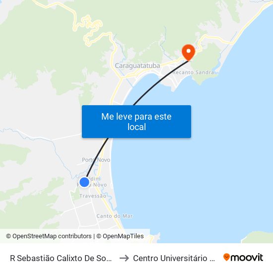 R Sebastião Calixto De Souza, 130 to Centro Universitário Múdulo map