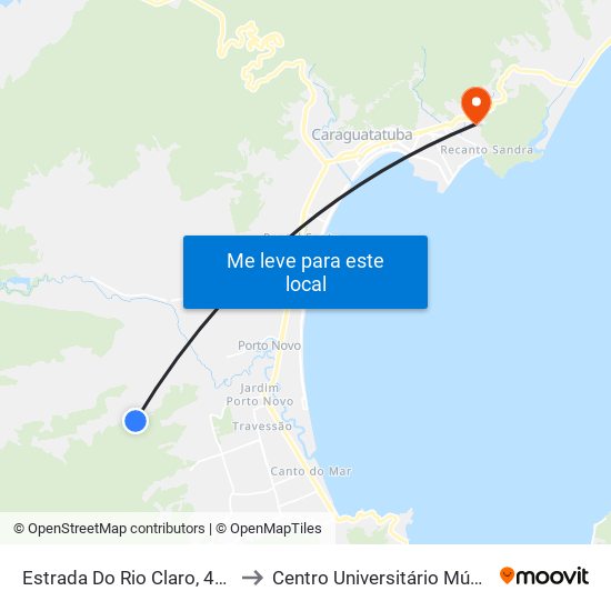 Estrada Do Rio Claro, 4444 to Centro Universitário Múdulo map