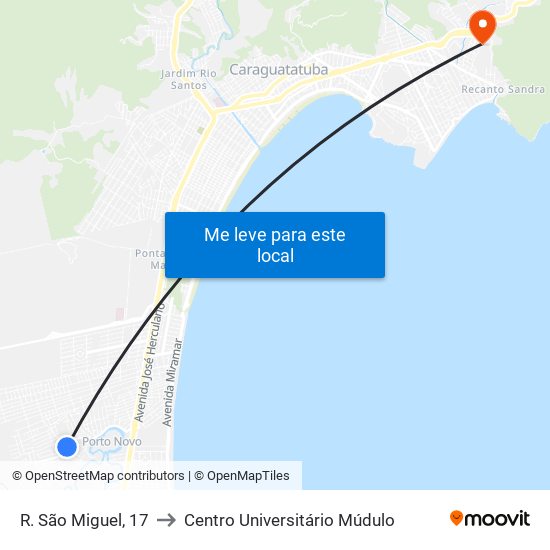 R. São Miguel, 17 to Centro Universitário Múdulo map