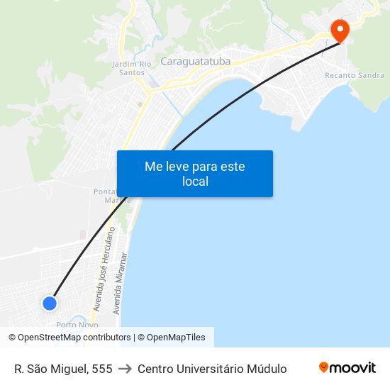 R. São Miguel, 555 to Centro Universitário Múdulo map