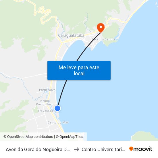 Avenida Geraldo Nogueira Da Silva, 2100 to Centro Universitário Múdulo map