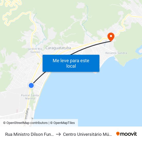Rua Ministro Dilson Funaro to Centro Universitário Múdulo map