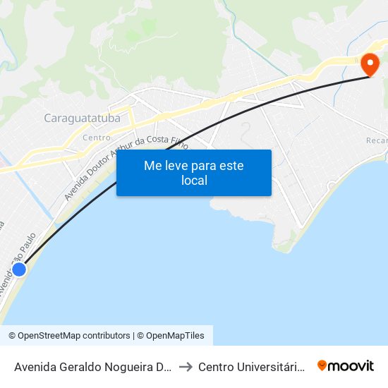 Avenida Geraldo Nogueira Da Silva, 714 to Centro Universitário Múdulo map