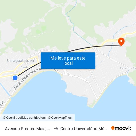 Avenida Prestes Maia, 249 to Centro Universitário Múdulo map