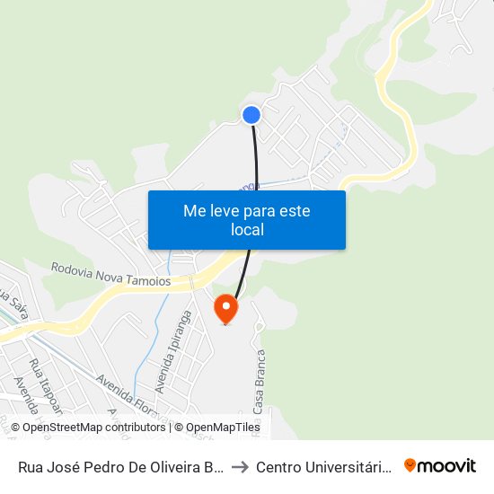 Rua José Pedro De Oliveira Barbosa, 252 to Centro Universitário Múdulo map
