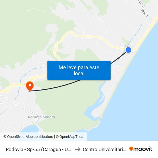 Rodovia - Sp-55 (Caraguá - Ubatuba), S/Nº to Centro Universitário Múdulo map