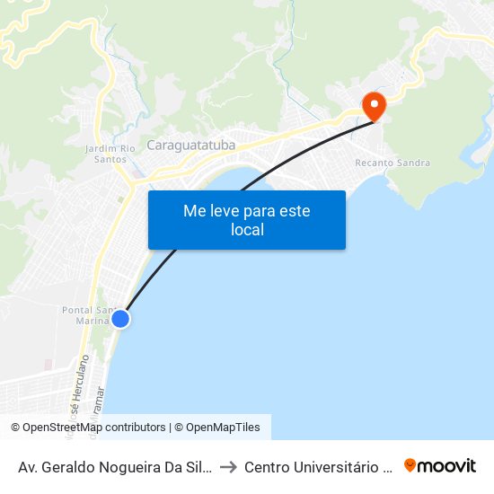 Av. Geraldo Nogueira Da Silva, 2500 to Centro Universitário Múdulo map