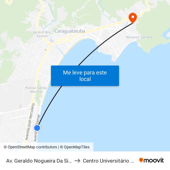 Av. Geraldo Nogueira Da Silva, 434 to Centro Universitário Múdulo map