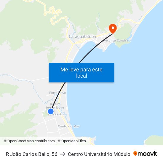 R João Carlos Balio, 56 to Centro Universitário Múdulo map