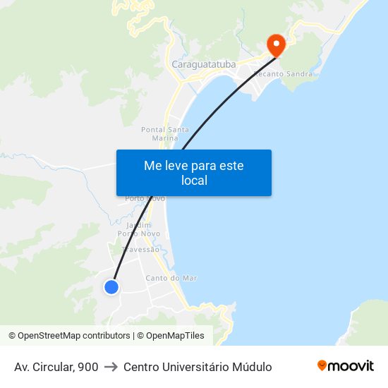 Av. Circular, 900 to Centro Universitário Múdulo map