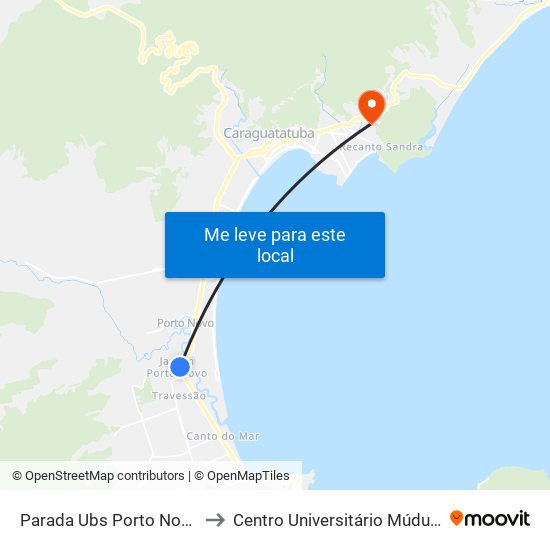 Parada Ubs Porto Novo to Centro Universitário Múdulo map