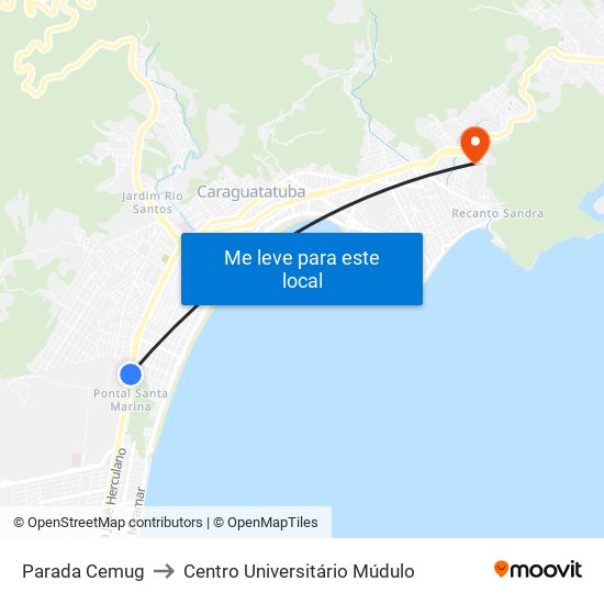 Parada Cemug to Centro Universitário Múdulo map