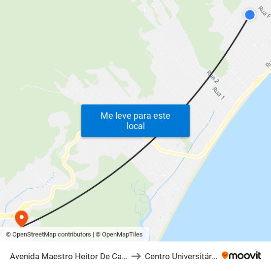 Avenida Maestro Heitor De Carvalho 838-932 to Centro Universitário Múdulo map