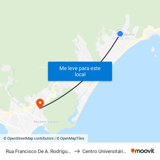 Rua Francisco De A. Rodrigues Alves, 10 to Centro Universitário Múdulo map