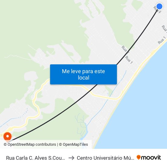 Rua Carla C. Alves S.Coutinho to Centro Universitário Múdulo map