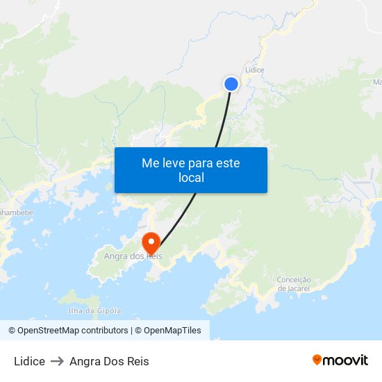 Lidice to Angra Dos Reis map